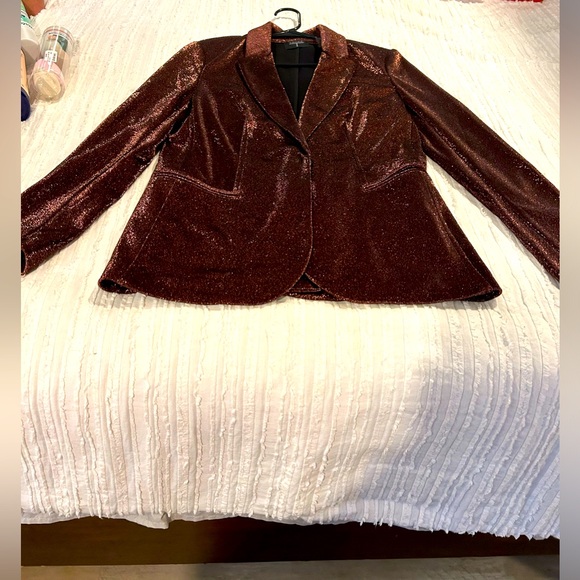 Tahari Bronze Shine One-Button Blazer - Picture 13 of 13